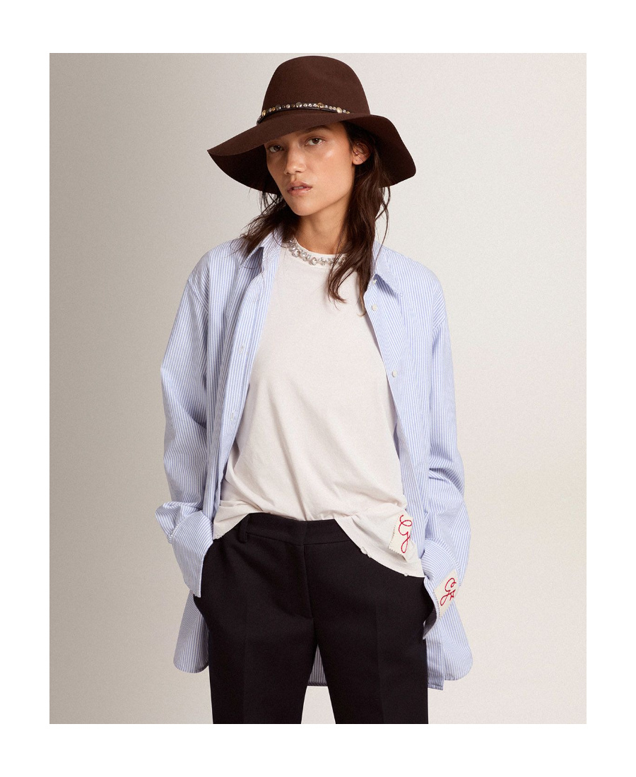 Golden Goose Oxford Striped Shirt In White