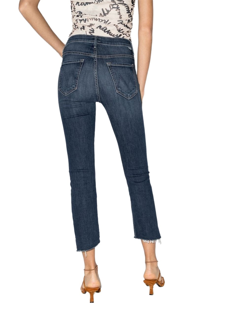 Mother The Insider Crop Step Fray High-rise Bootcut Jeans In Black