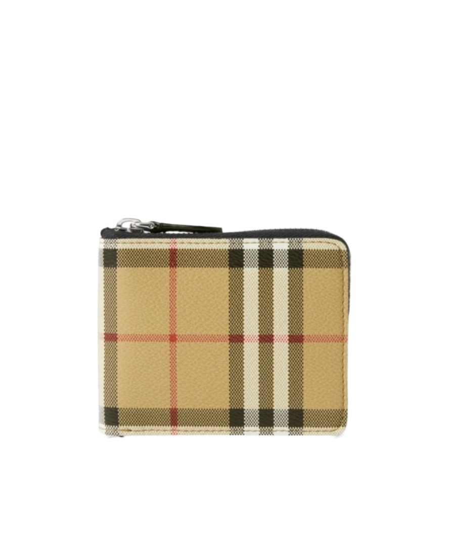 Burberry Beige Check Large Bifold Wallet In Nude