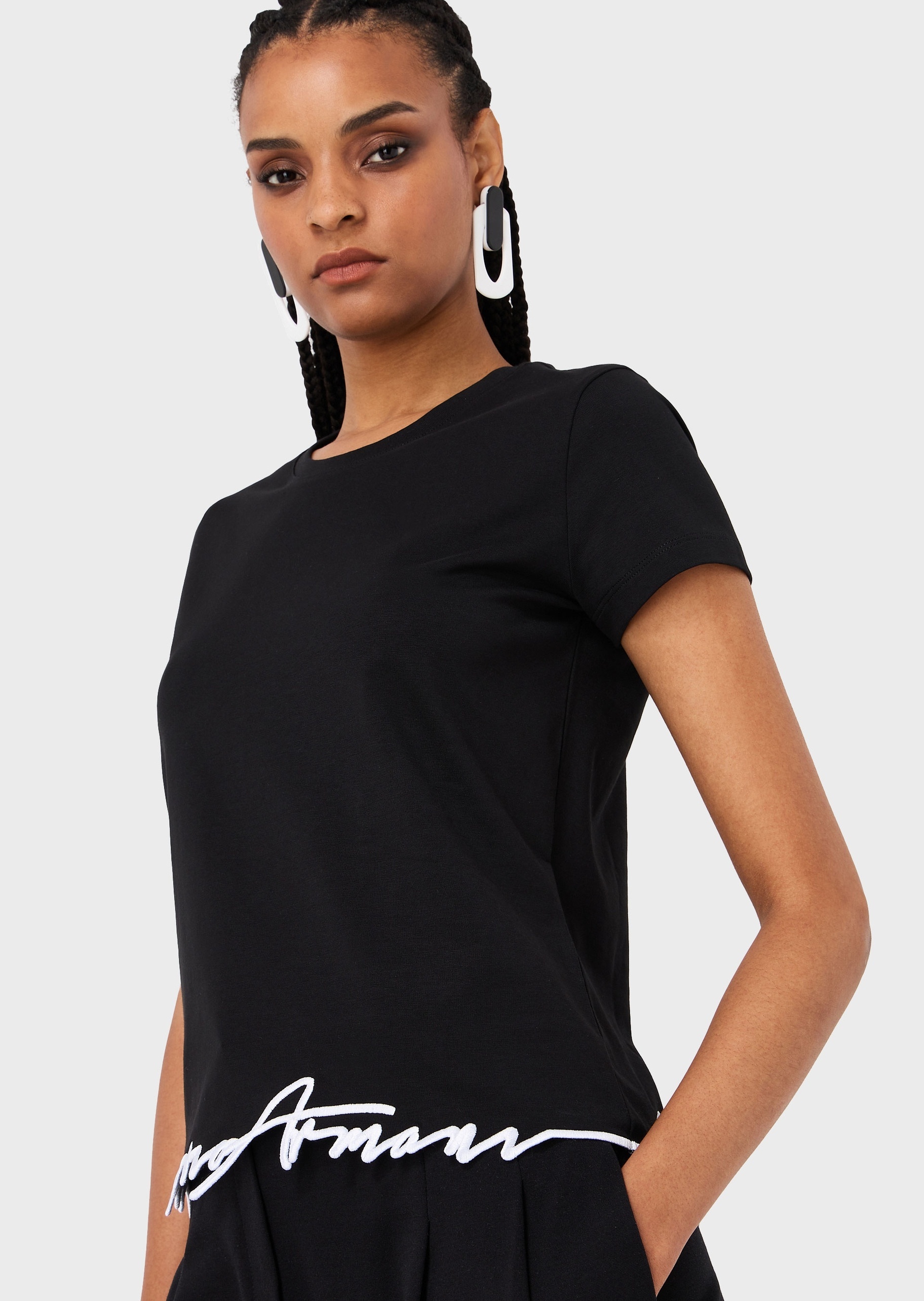 EMPORIO ARMANI LOGO-EMBROIDERED COTTON T-SHIRT