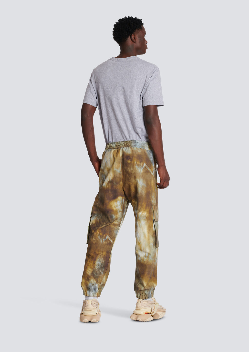 BALMAIN DESERT PRINT COTTON CARGO TROUSERS