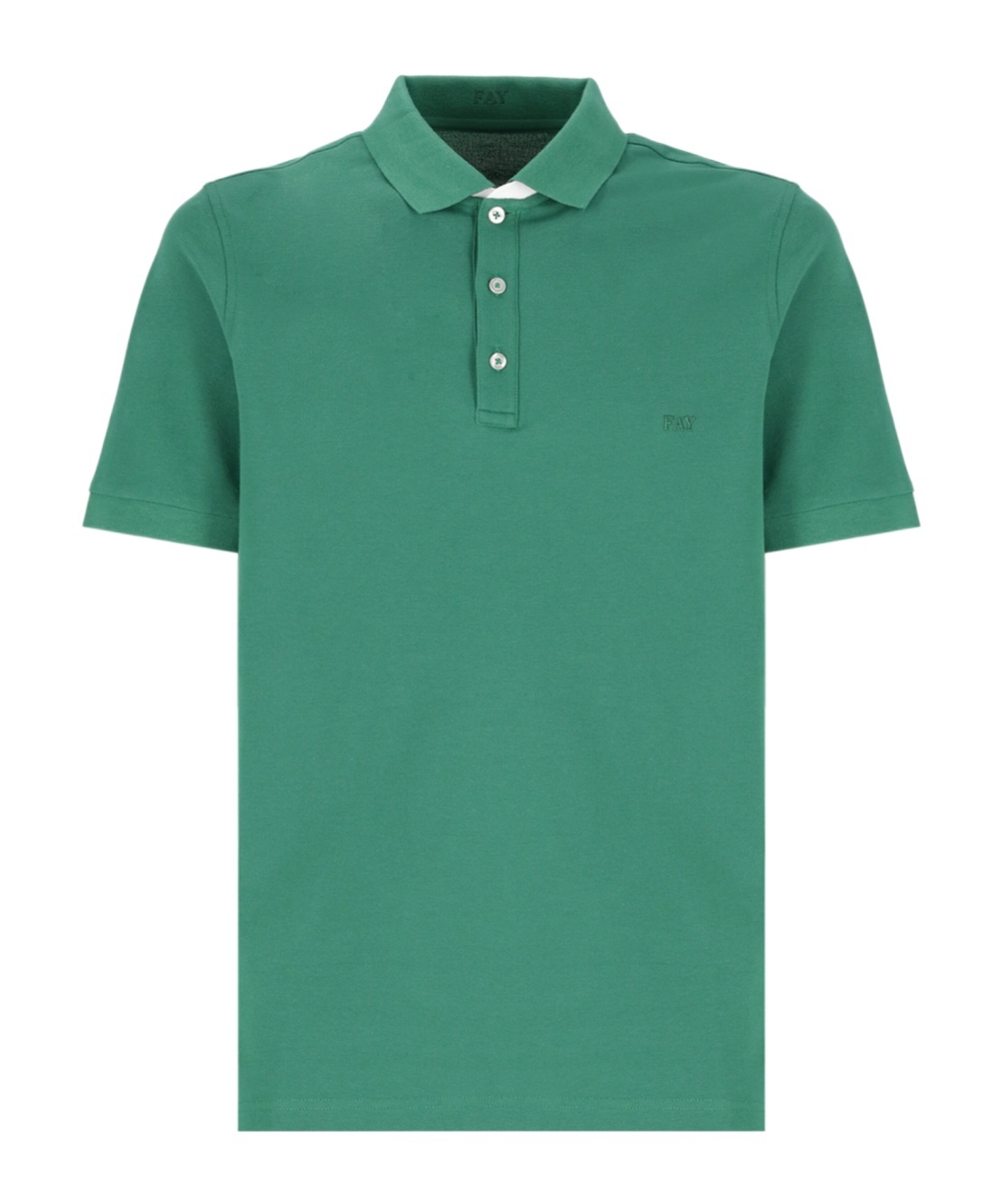 Fay Logo-embroidered Piqué Polo Shirt In Green