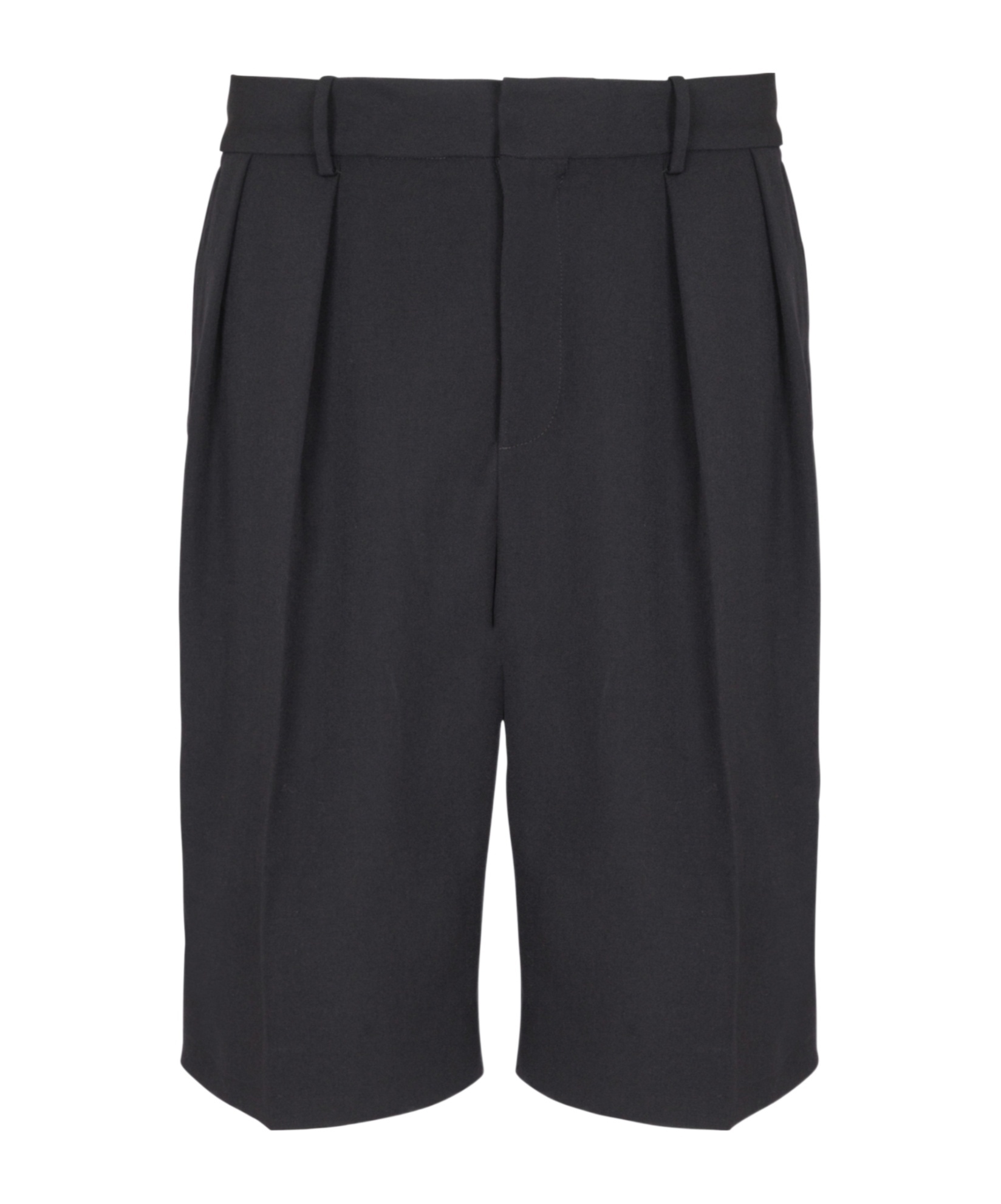 Balmain Grain De Poudre Pleated Bermuda Shorts In Blue