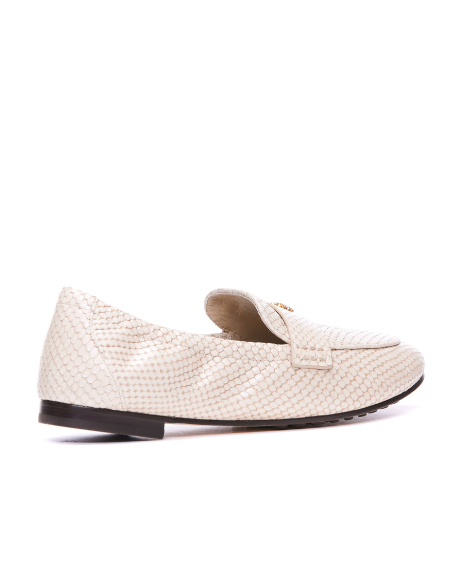 Tory Burch Logo-plaque Leather Ballerina Shoes In White