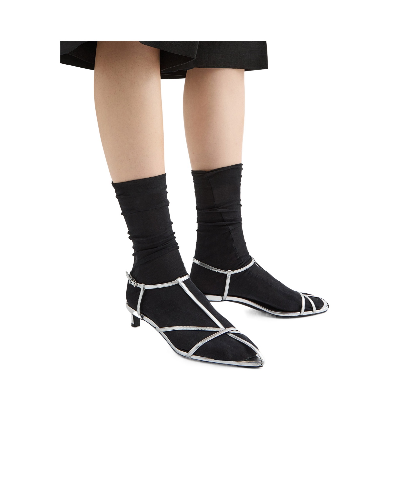 Jil Sander Metallic Kitten T-strap Sandals In White