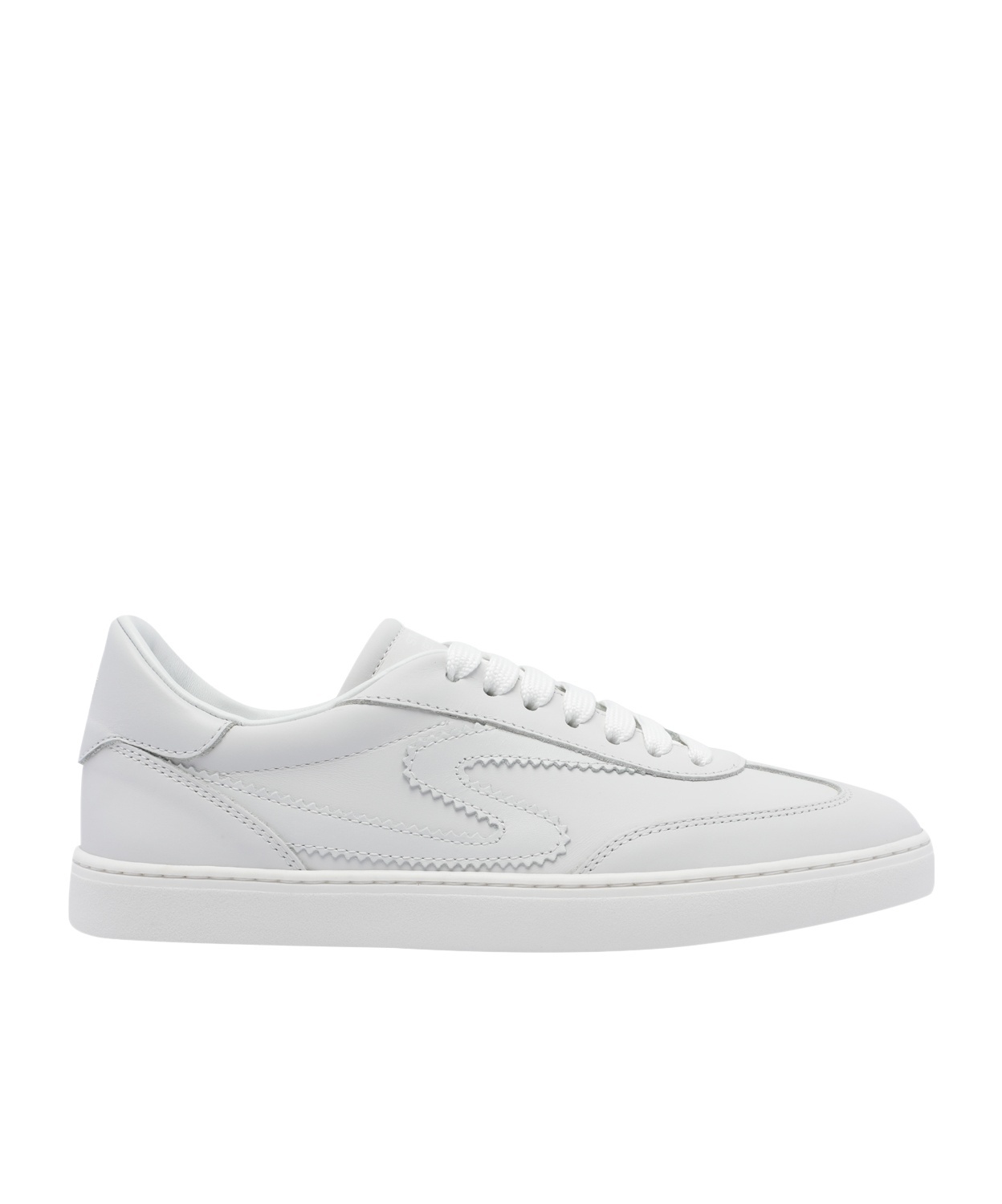 Stuart Weitzman Runaround Leather Low-top Sneakers In White