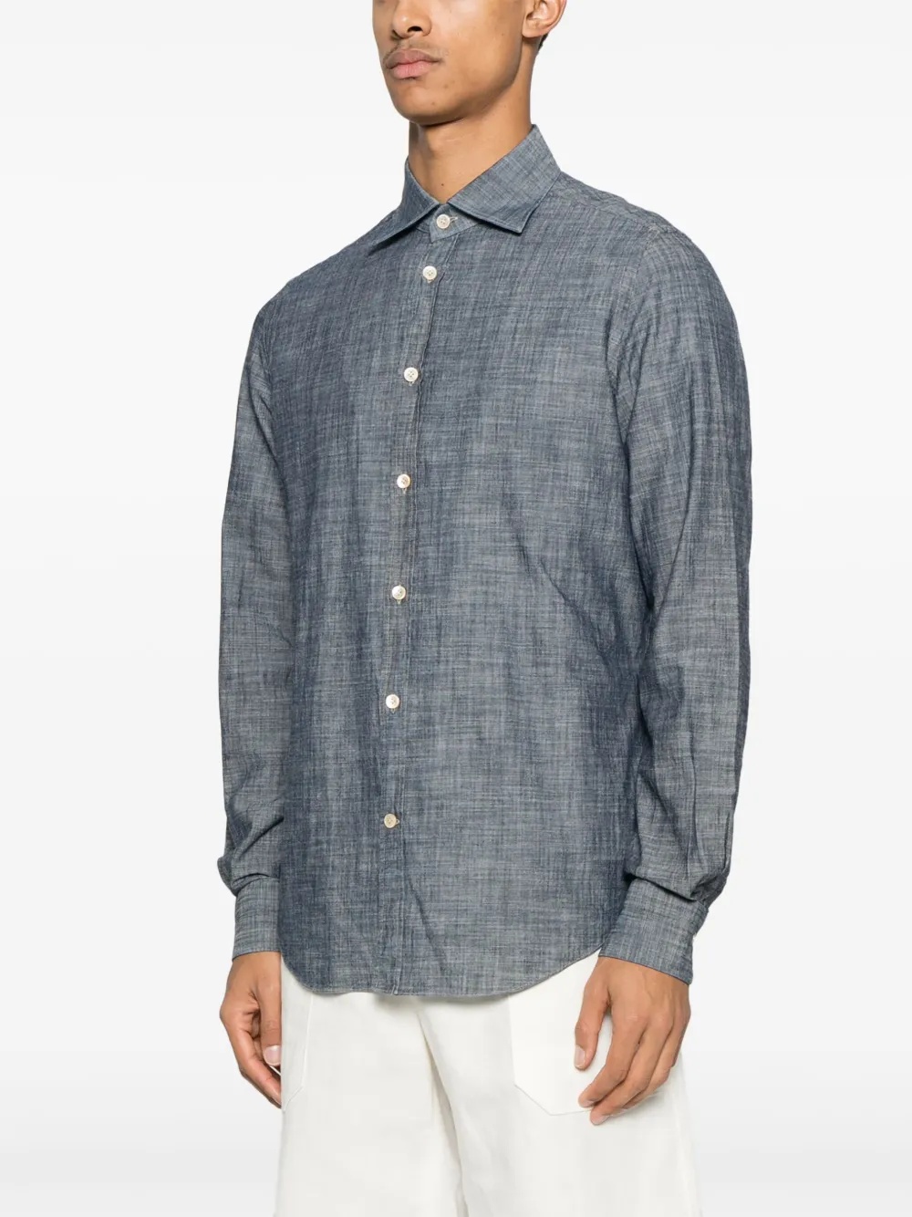 Eleventy Shirt Italian Collar Cuffed Sleeves In Gray