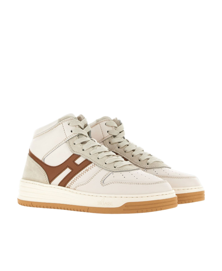 Hogan Panelled High-top Sneakers In Nude
