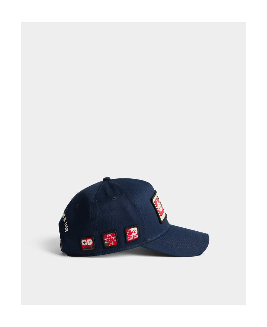 Dsquared2 Slogan-patch Distressed Cap In Black