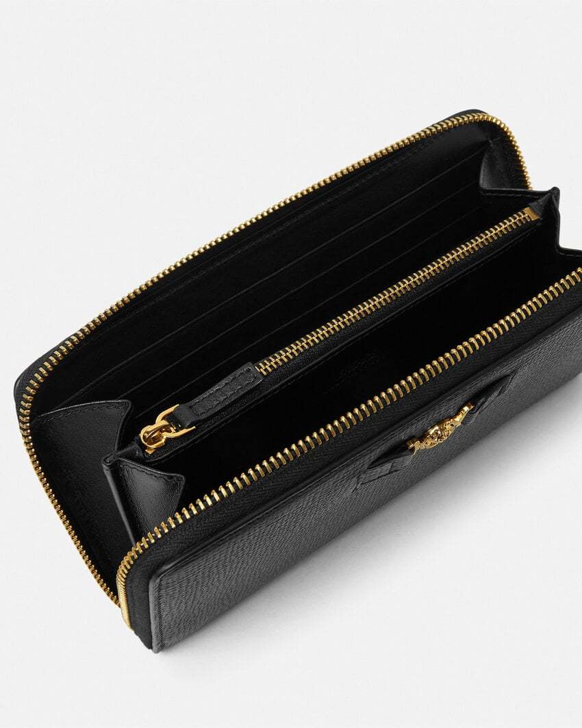 Versace Medusa Biggie Zipped Continental Wallet In Black