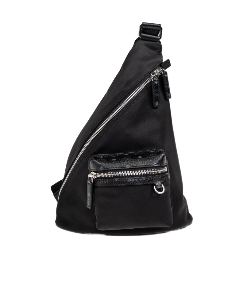 Mcm Zippered Shoulder Bag In Black