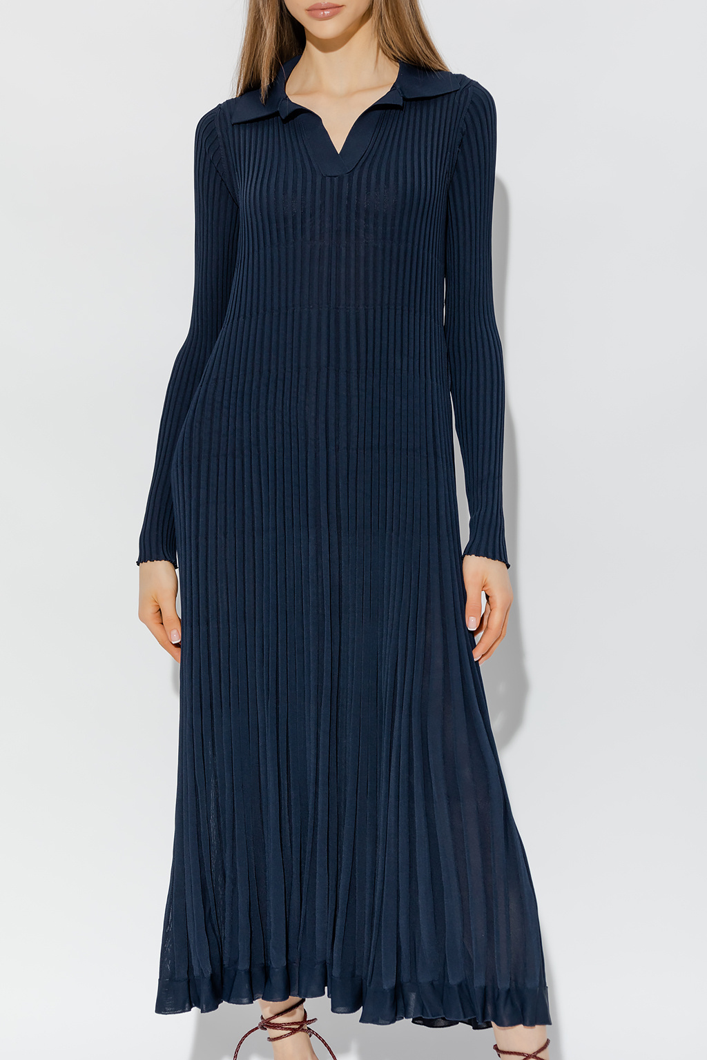 Shop Bottega Veneta Pleated Dress In Black
