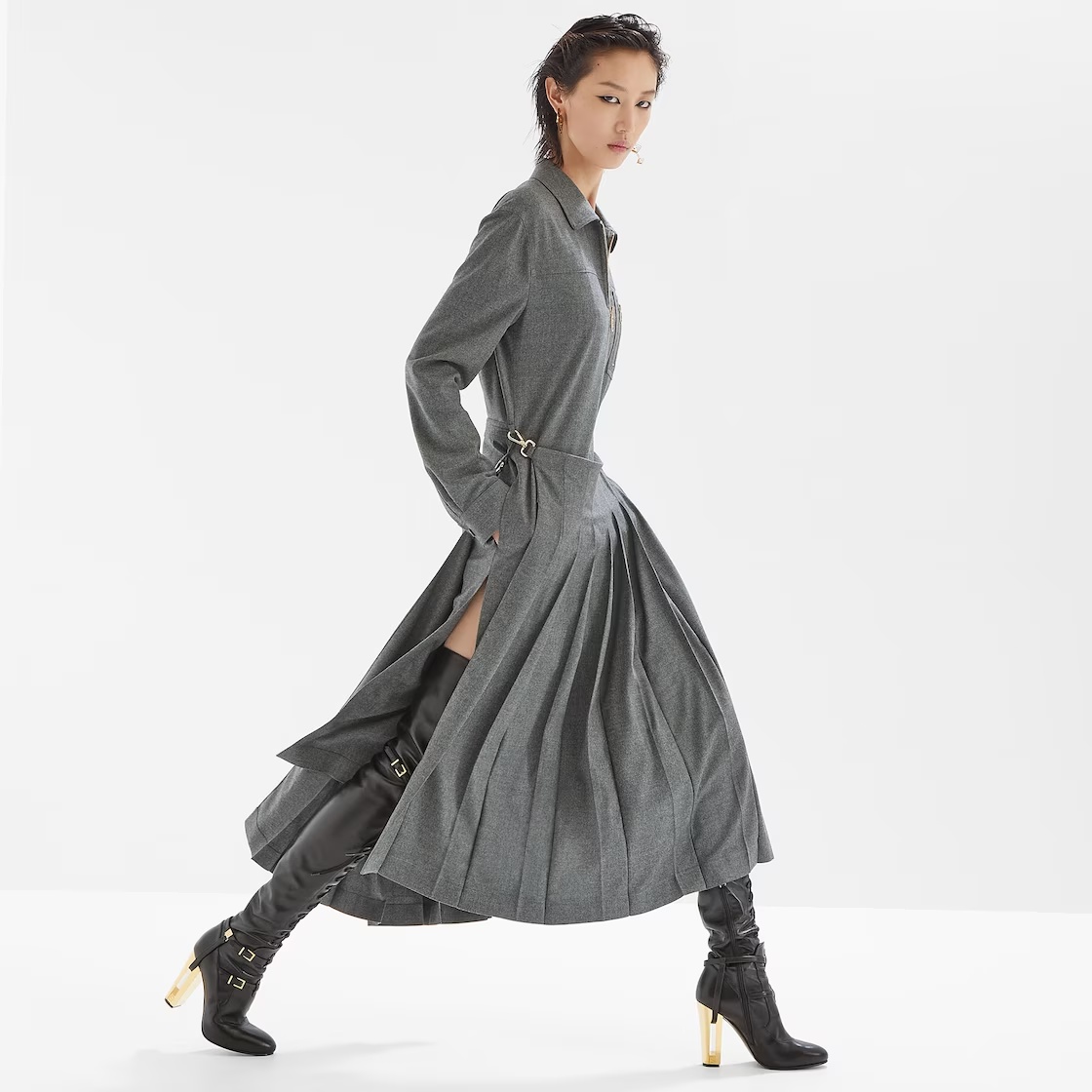 Fendi Grey Wool Jumpsuit In Gray
