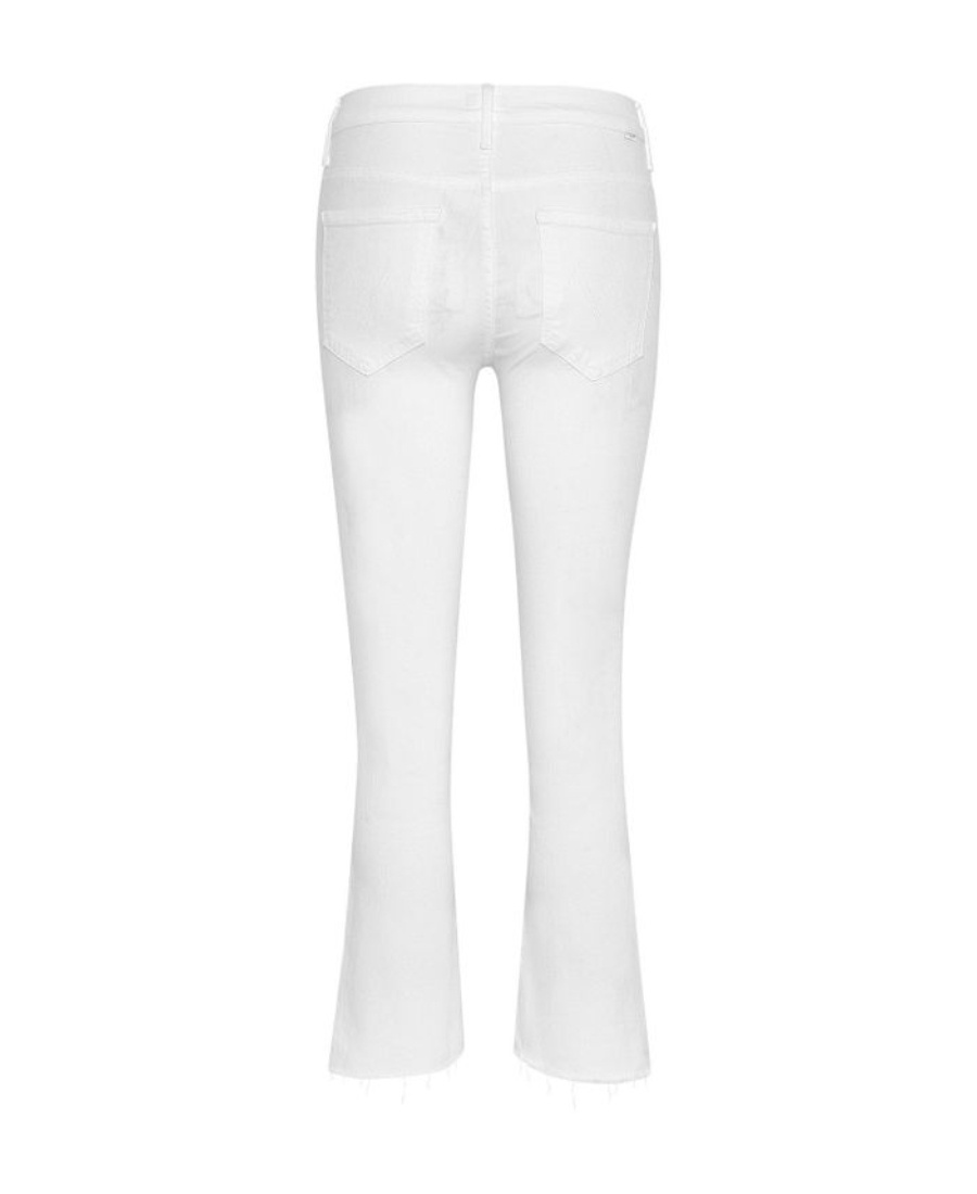Shop Mother The Insider Crop Step Fray Jeans In White