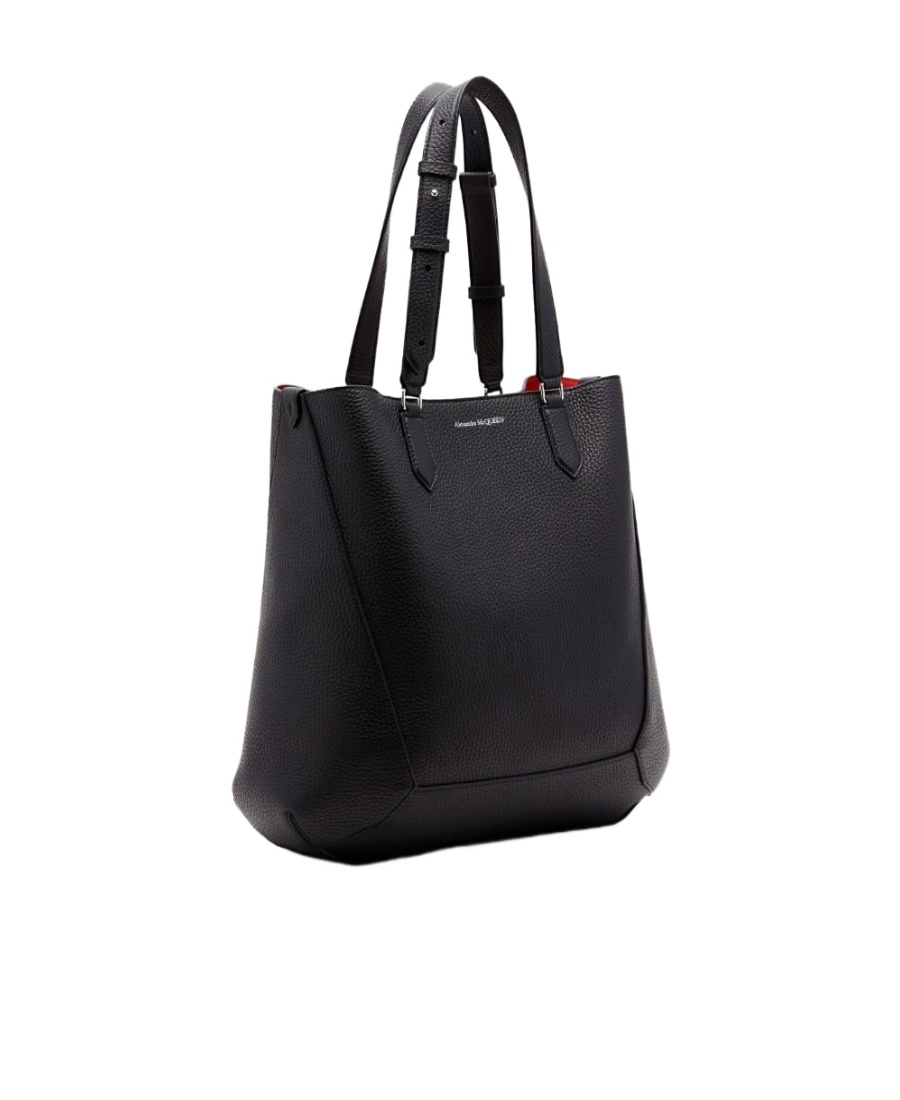 Alexander Mcqueen The Edge Medium Leather Tote Bag In Black