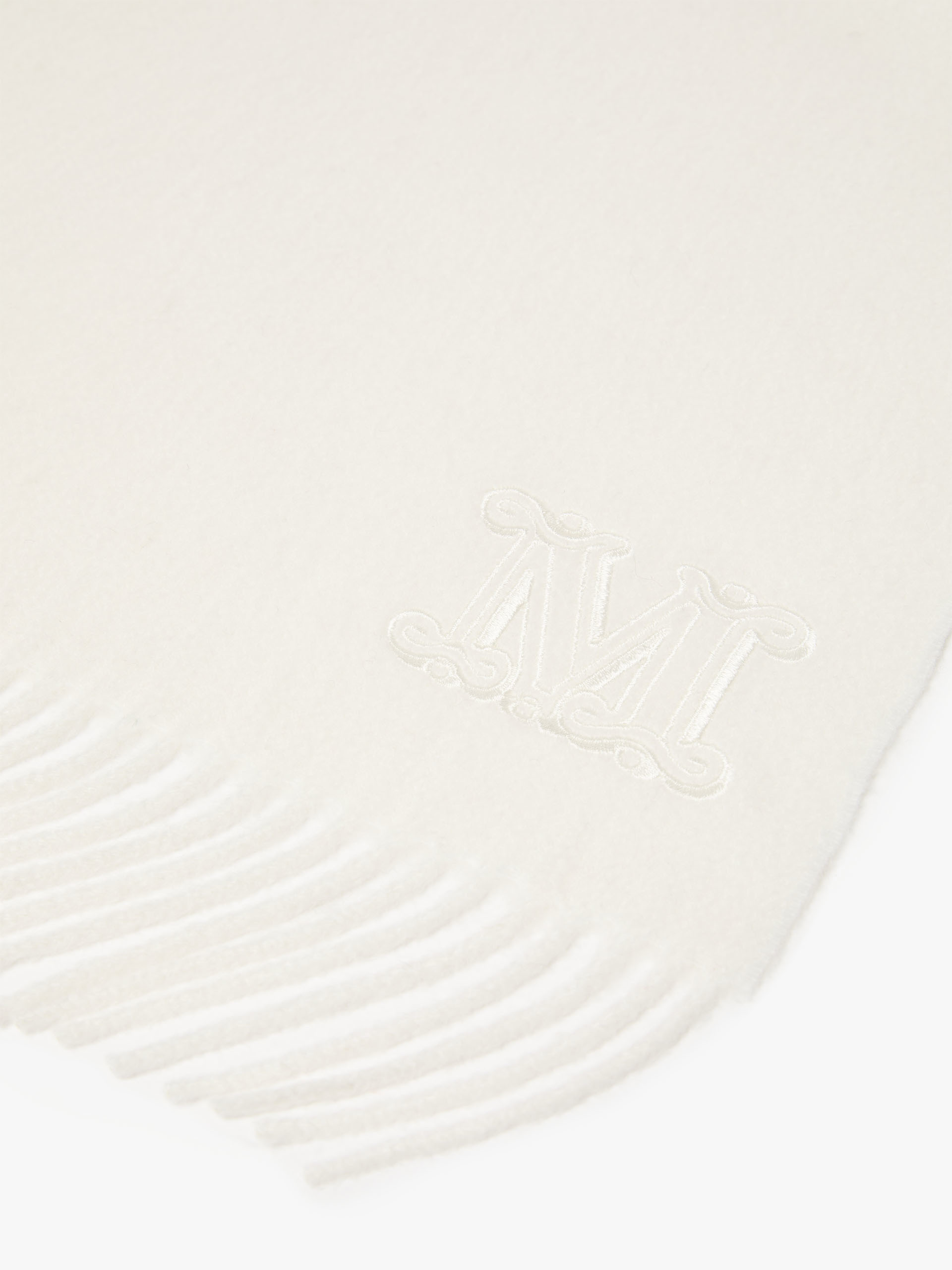 Max Mara Embroidery Cashmere Scarf In White