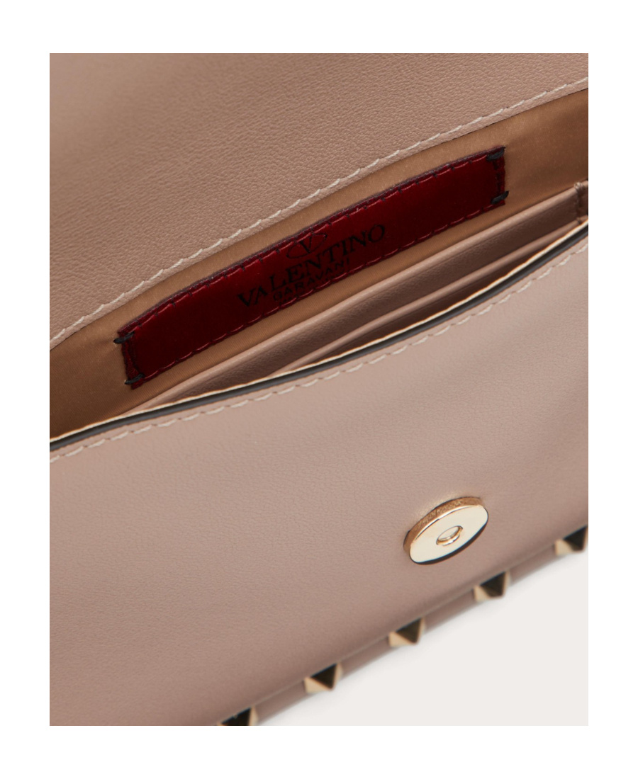 Valentino Garavani Rockstud Calfskin Pouch Woman Poudre Uni In Nude