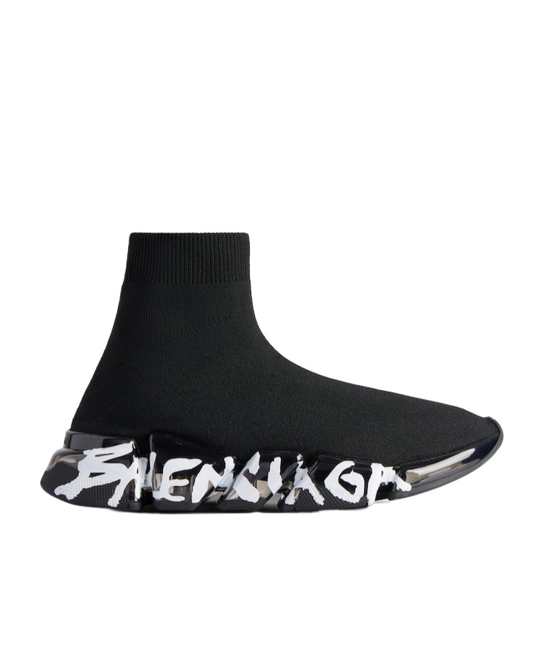 Balenciaga Speed Logo-print Stretch-knit High-top Sneakers In Black