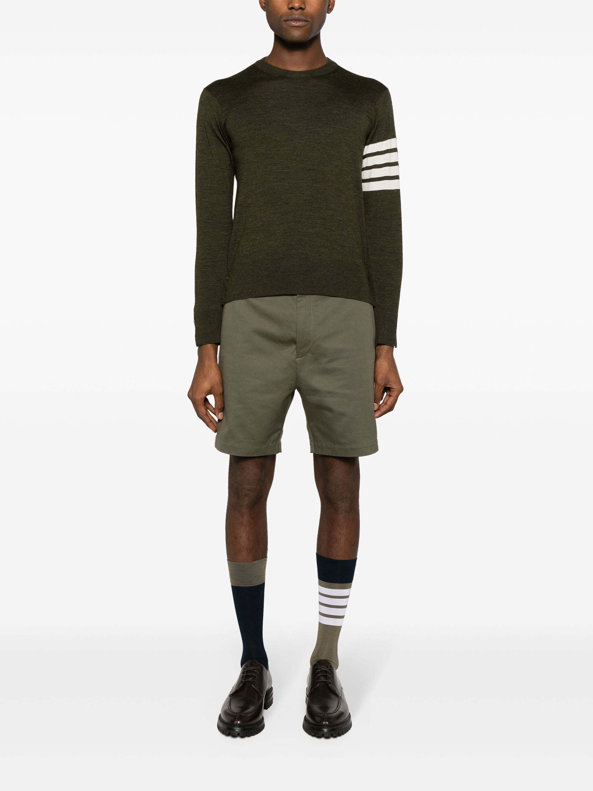 Thom Browne 4-bar Stripes Crewneck Sweater In Black