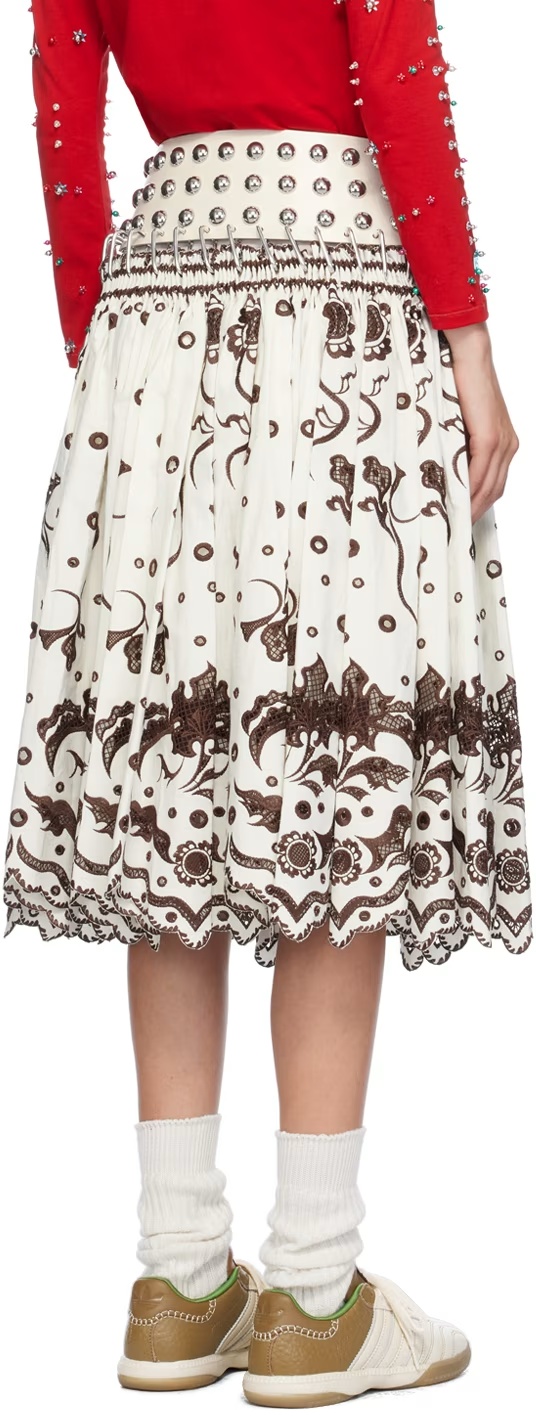 Chopova Lowena Mountaineering Button Mid-length Skirt In White