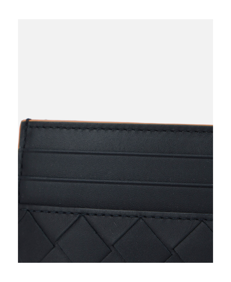 Shop Bottega Veneta Intrecciato Leather Cardholder In Black