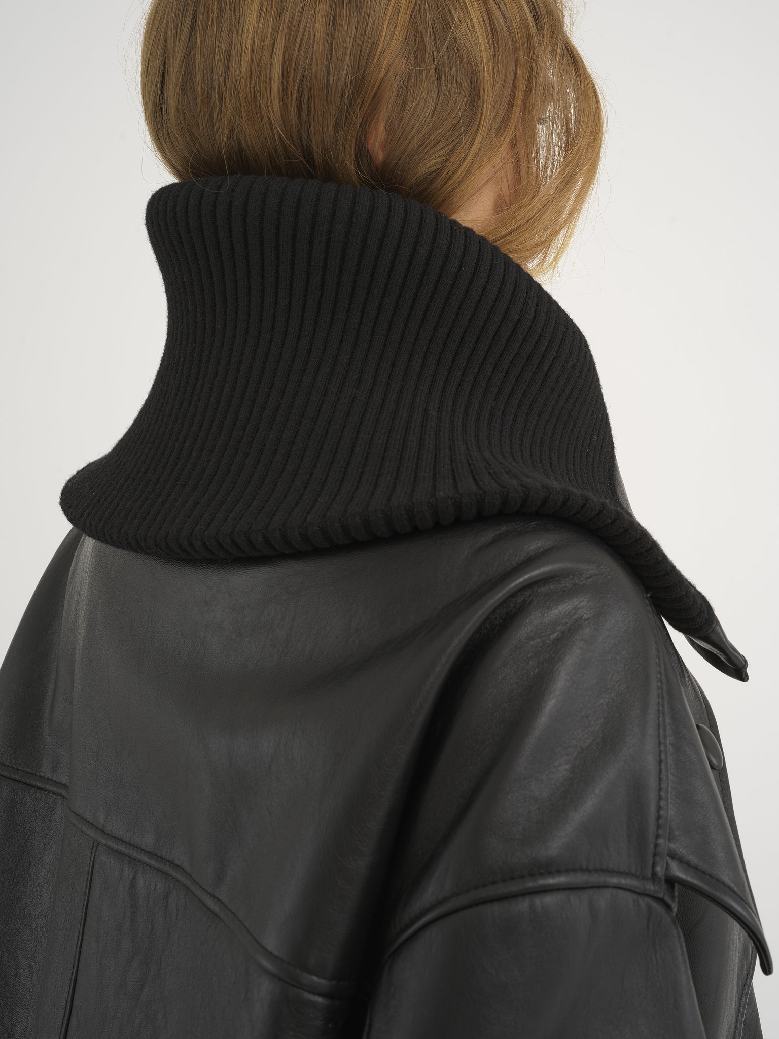 Chloé Ribbed Knit-trimmed Leather Bomber Jacket In Black