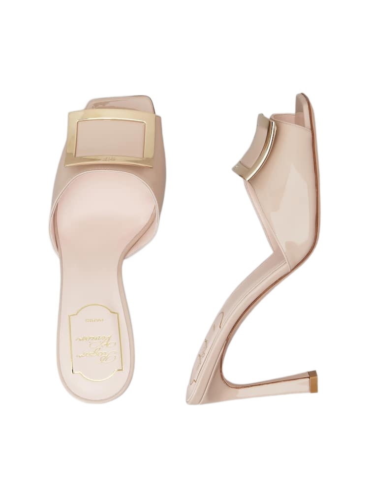 Roger Vivier Square-headed High-heeled Sandals In Nude
