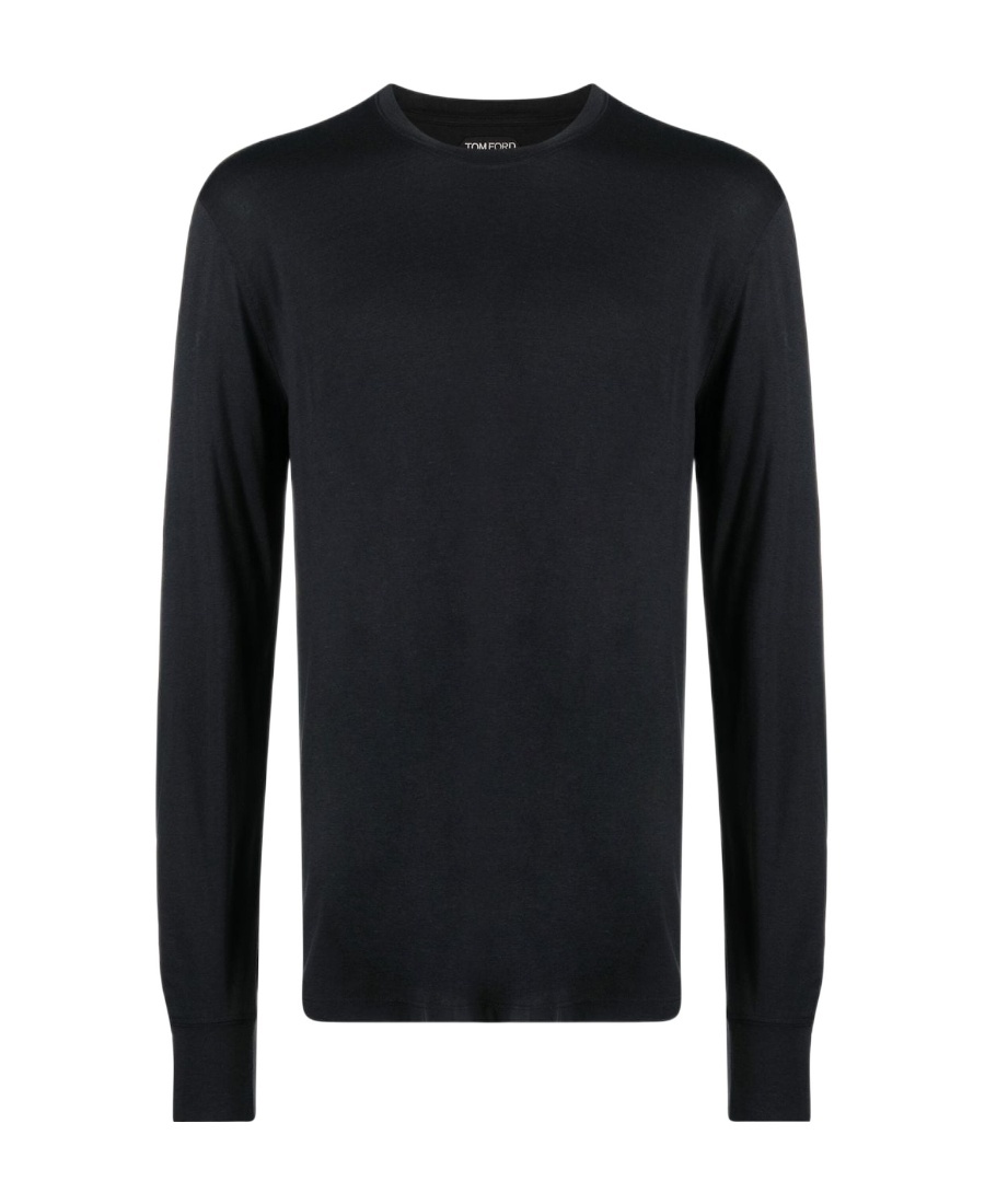 Tom Ford Fine-ribbed Logo Embroidered T-shirt In Black