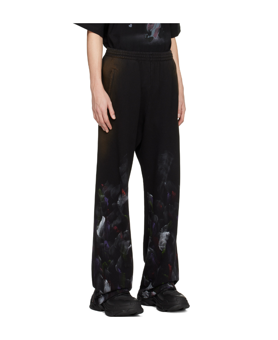 We11 Done Painterly-print Cotton Track Pants In Black