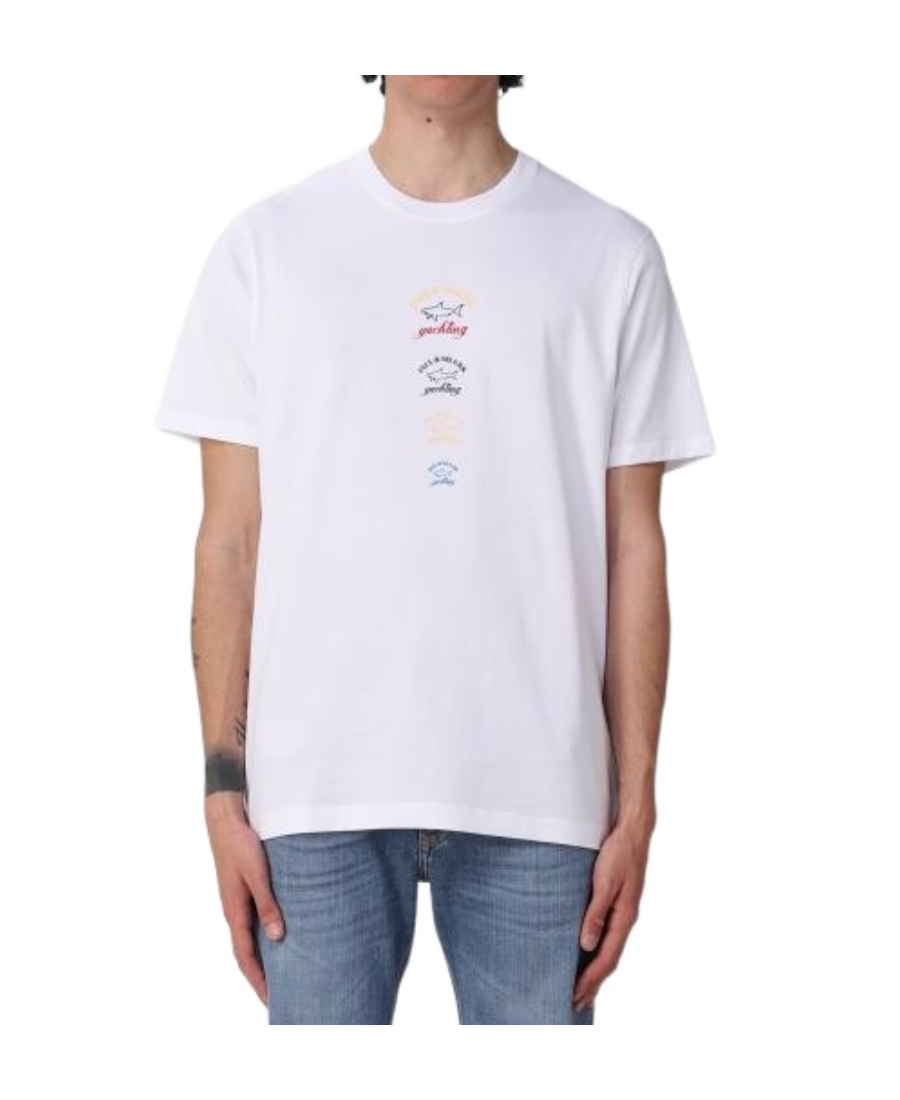 Shop Paul & Shark Logo-print T-shirt In White