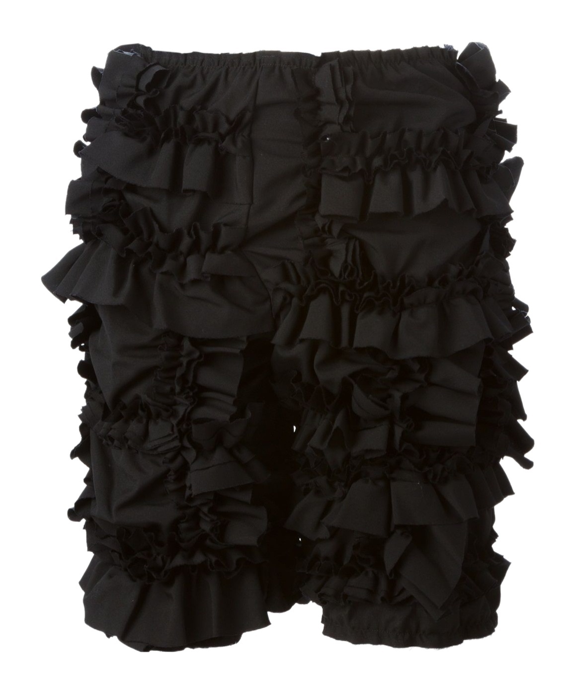 Comme Des Garçons Knee Length Ruffled Design Shorts In Black