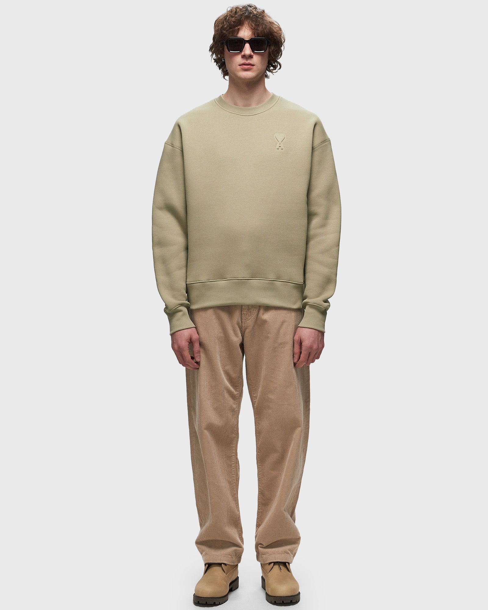 Ami Alexandre Mattiussi Ami Paris Ami De Coeur Logo Embossed Crewneck Sweatshirt In Nude