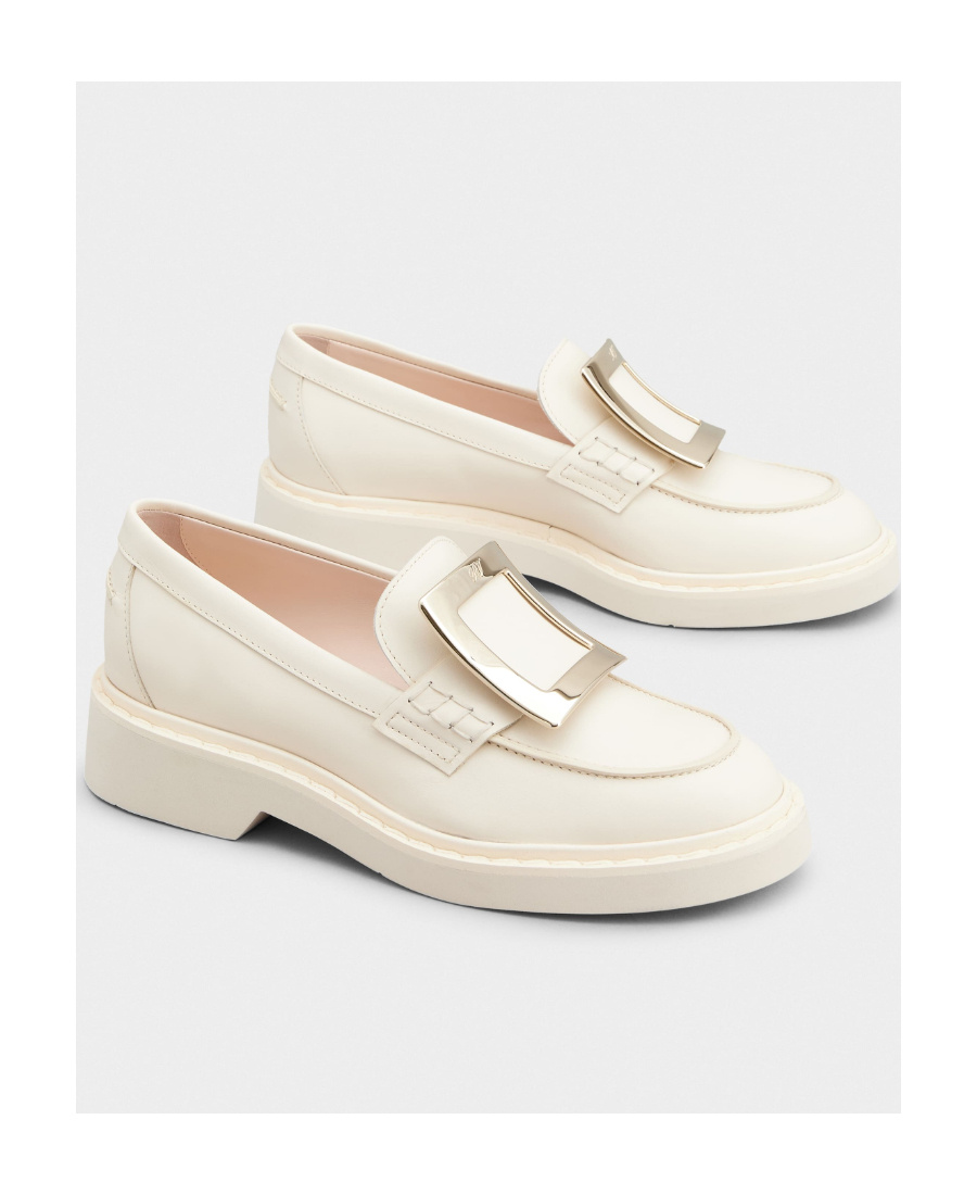 Roger Vivier Women's Viv Ranger Leather Loafers In White