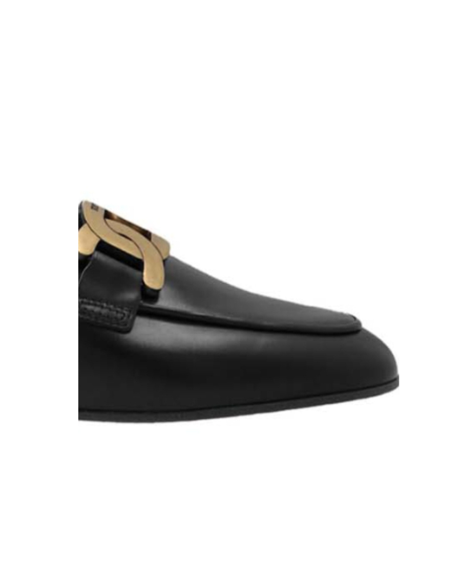 Tod's Glossy Black Slippers With Logo Plaque In Black