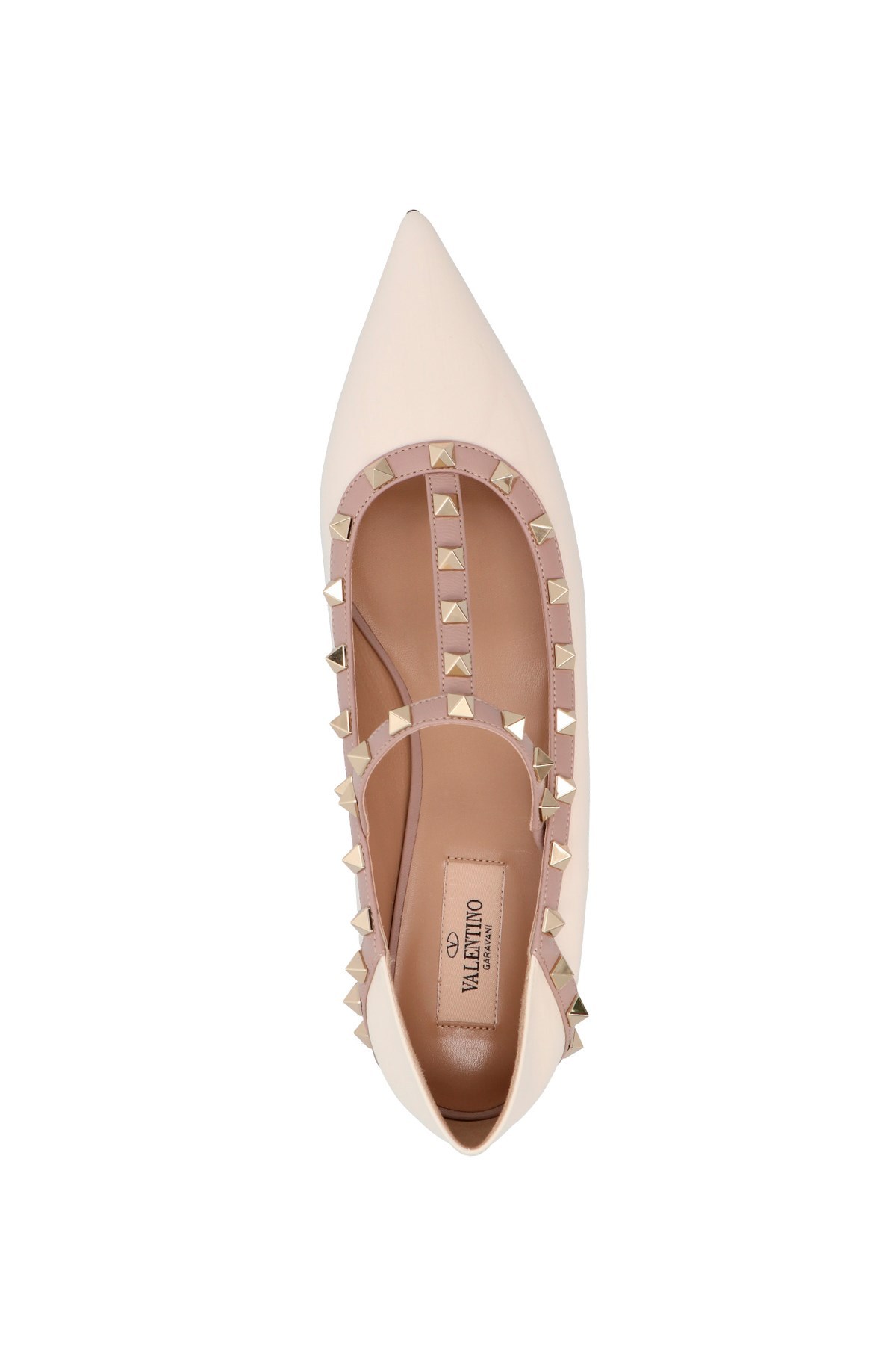 Shop Valentino Decorative Flat Shoes With Nails In Brown