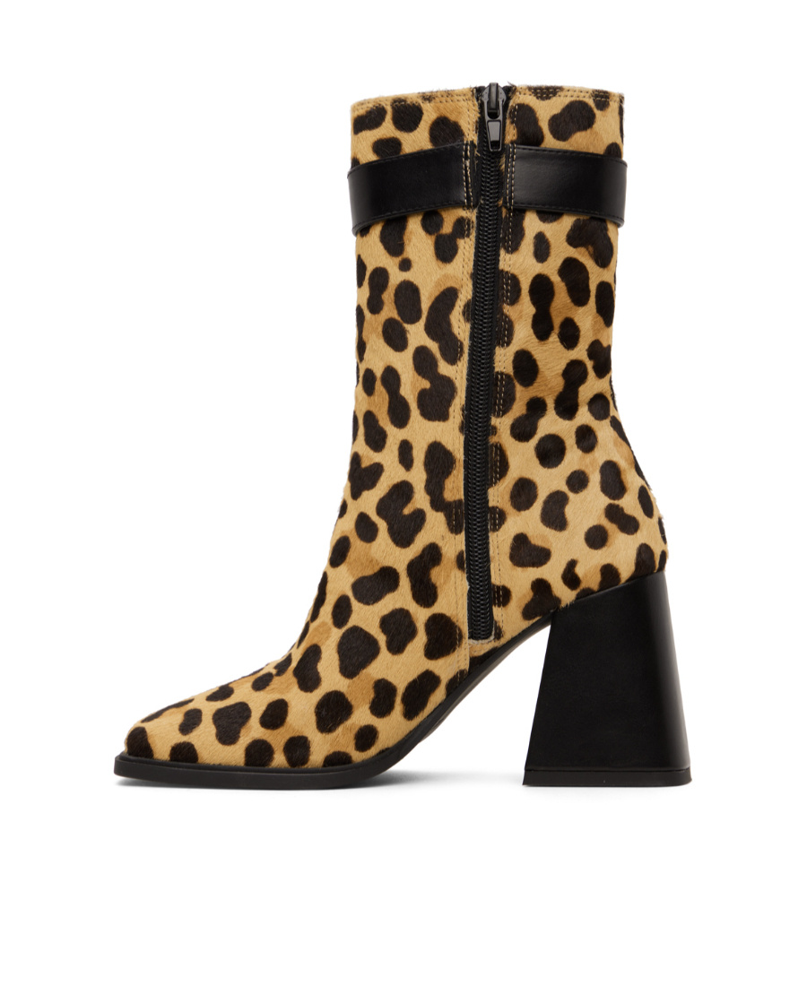 Versace Jeans Leopard Print High Heel And Ankle Boots In Brown