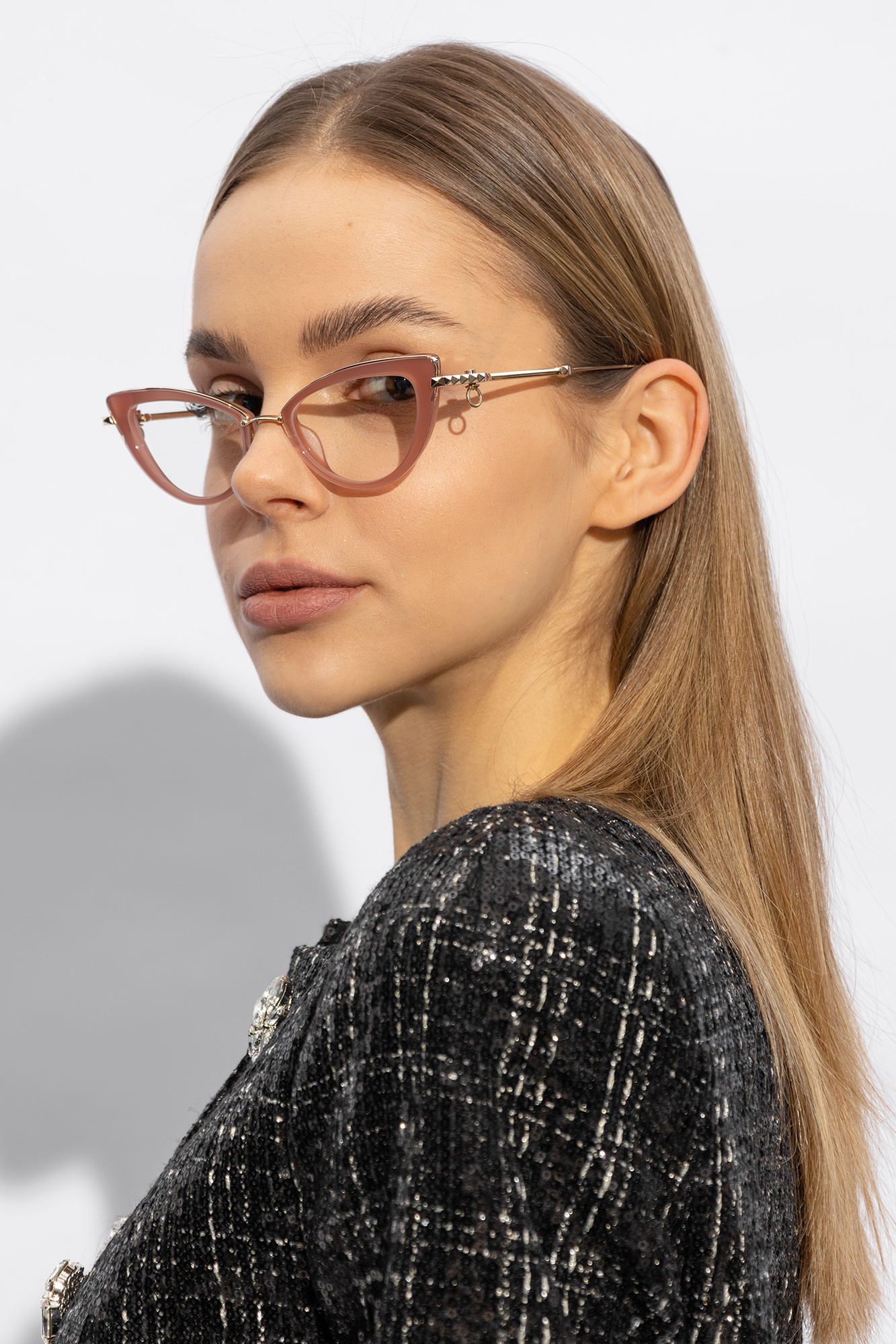 Valentino Cat's Eye Flat Lens In Nude