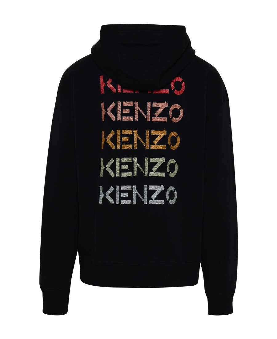 Kenzo Gradient Logo Cotton Hoodie In Black