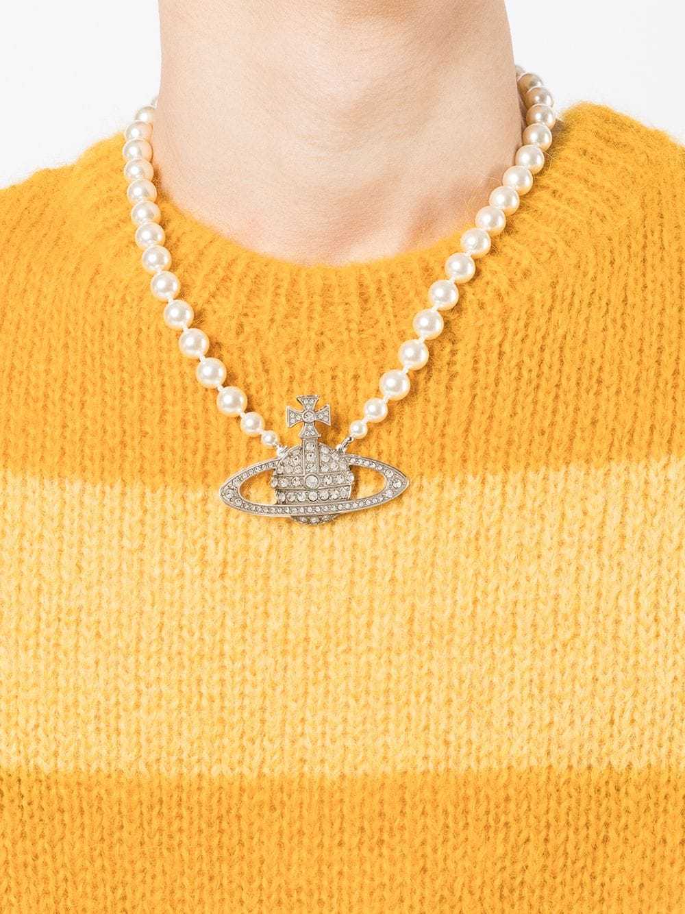 Vivienne Westwood Row-pearl Orb-charm Necklace In Yellow