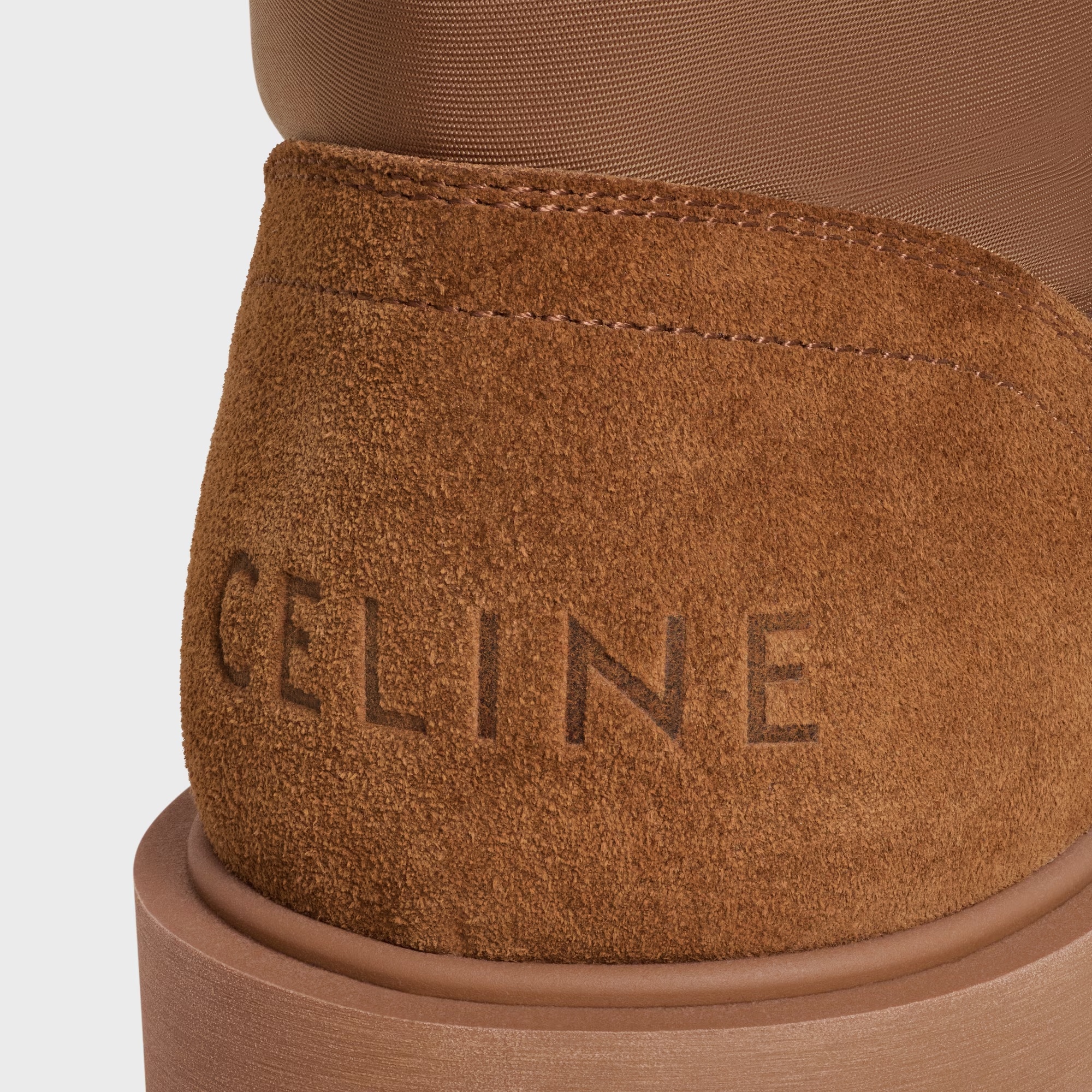 Celine Margaret Boot In Nylon And Suede Calfskin In Brown