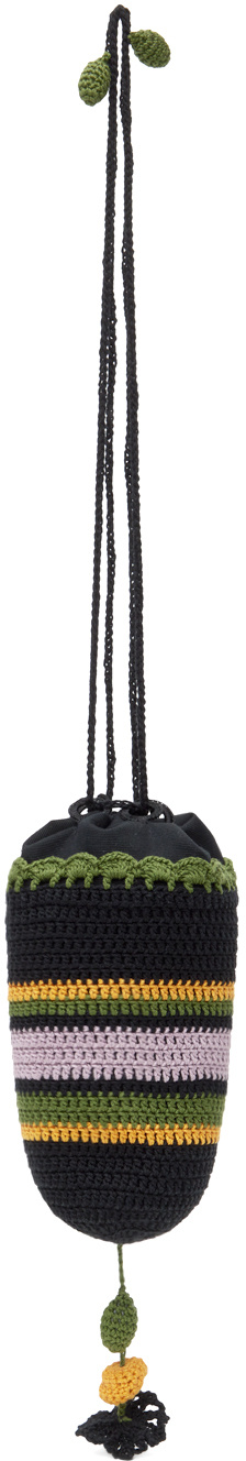 Bode Harbor Stripe Shoulder Bag In Black