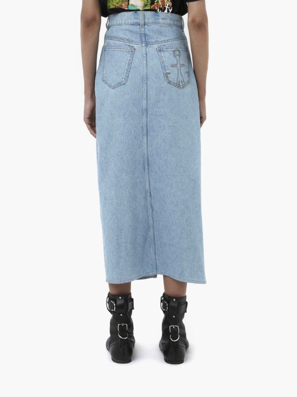 Jw Anderson Asymmetric Denim Midi Skirt In Blue
