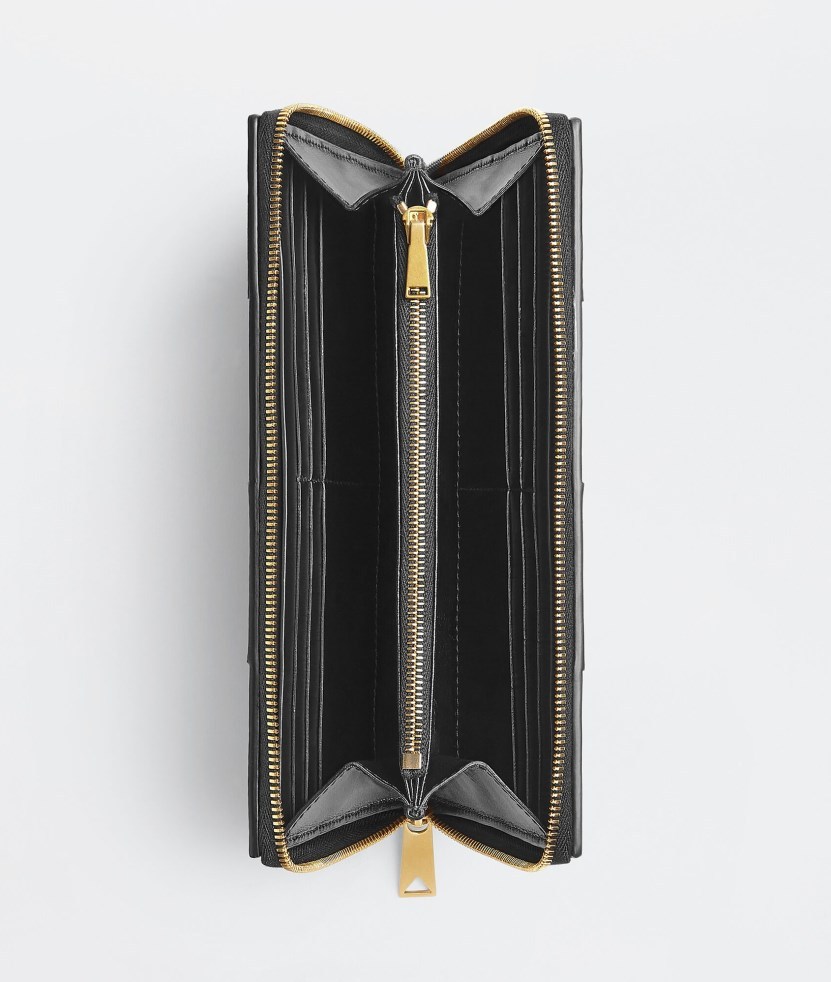 Bottega Veneta Maxi Intrecciato Wallet In Black