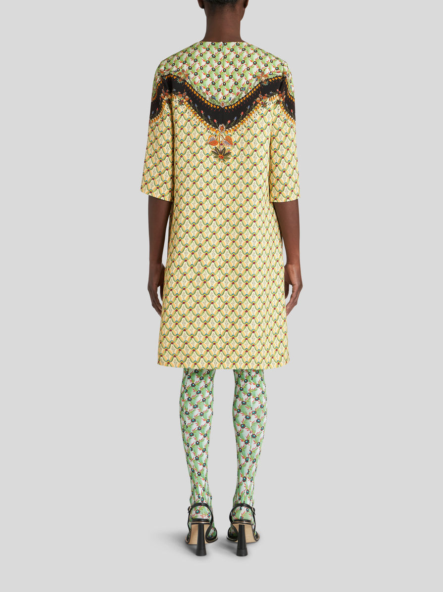 Etro Mix-print Shift Dress In Nude