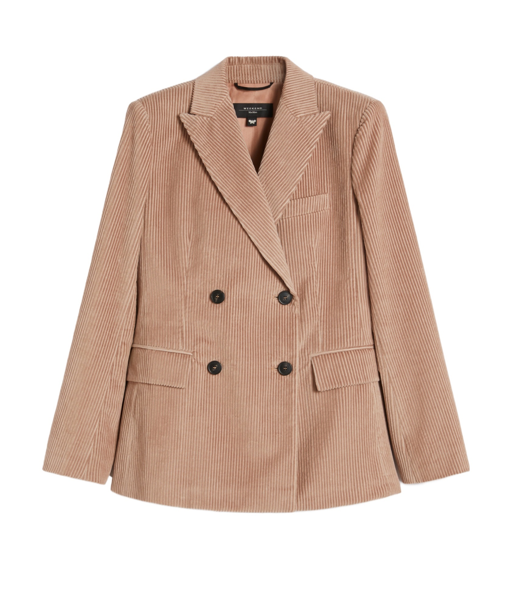 Weekend Max Mara Corduroy Double-breasted Blazer In Brown