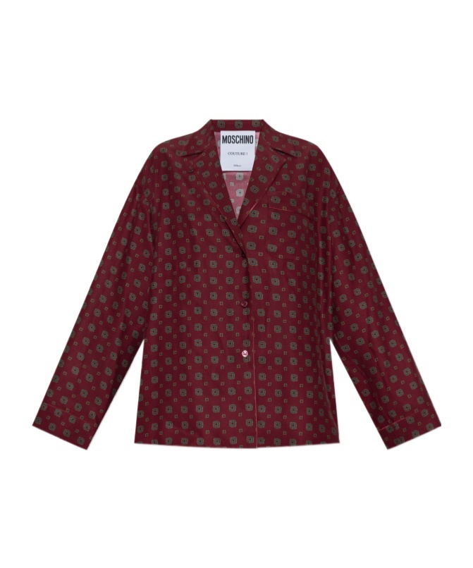 Moschino Camicia In Seta Stampata Donna In Brown