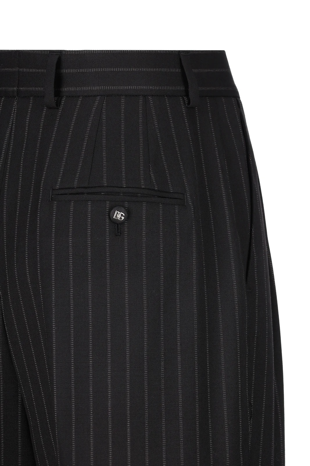 Dolce & Gabbana Pinstriped Trousers In Virgin Wool Blend In Black