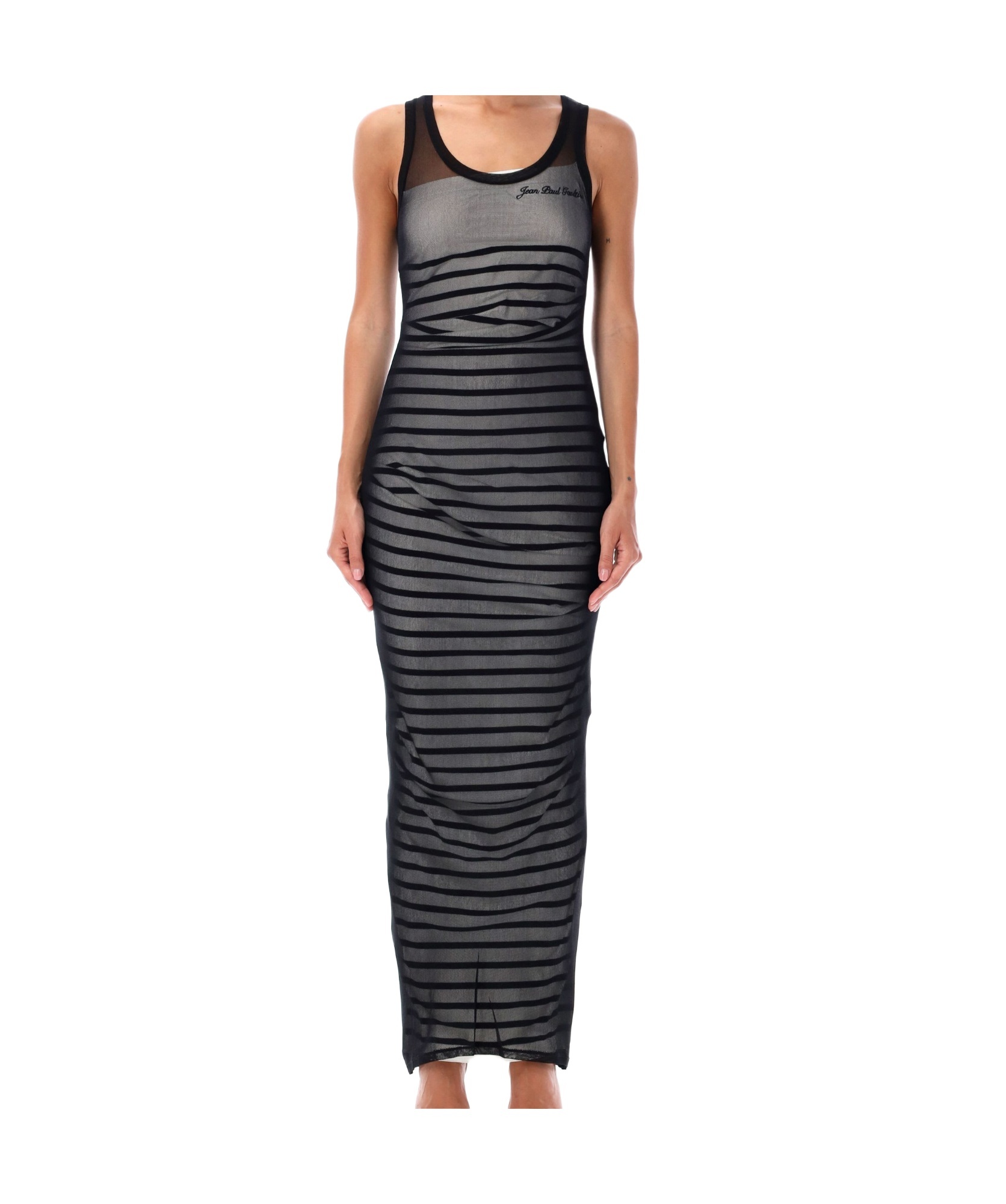 Shop Jean Paul Gaultier Rib Double Dress In Black