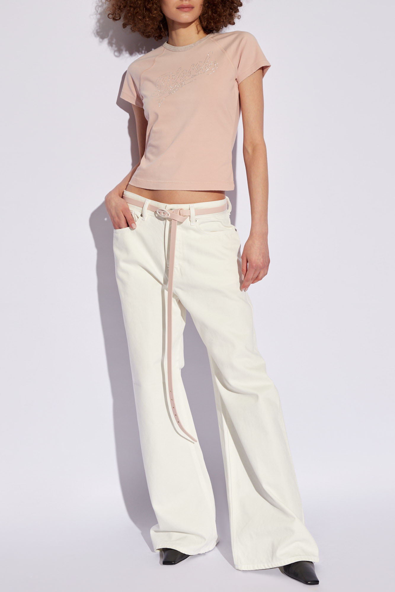 Diesel T-vincie Rhinestone-embellished T-shirt In Pink