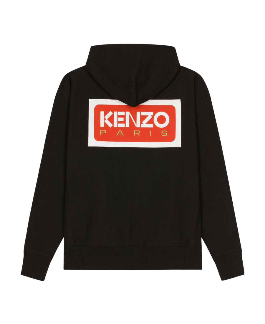 Kenzo Logo-embroidered Stretch-cotton Hoodie In Black